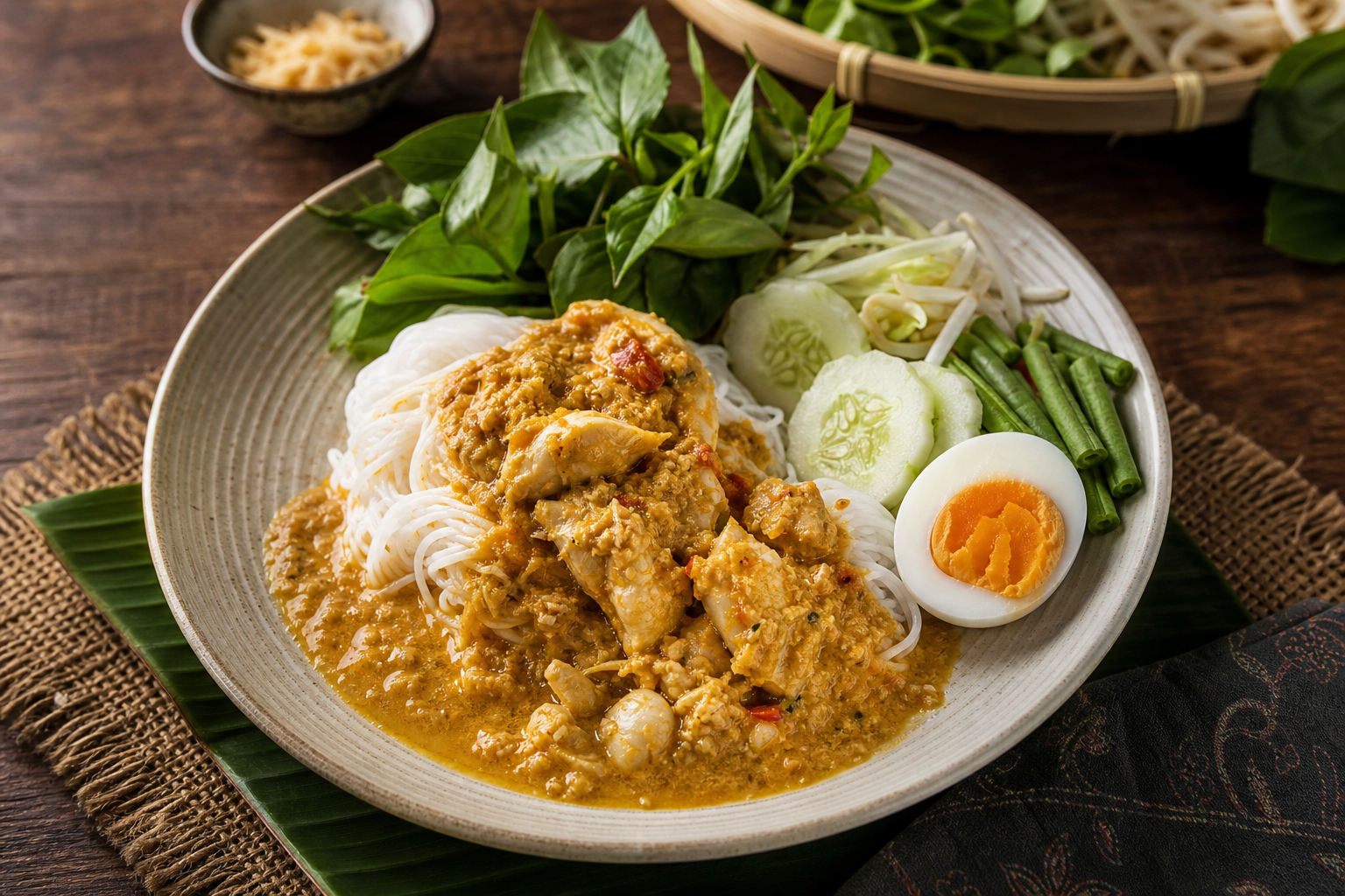 ขนมจีนน้ำยาปูพร้อมผักเหนาะ ภาพตัวอย่างชั่วคราว
